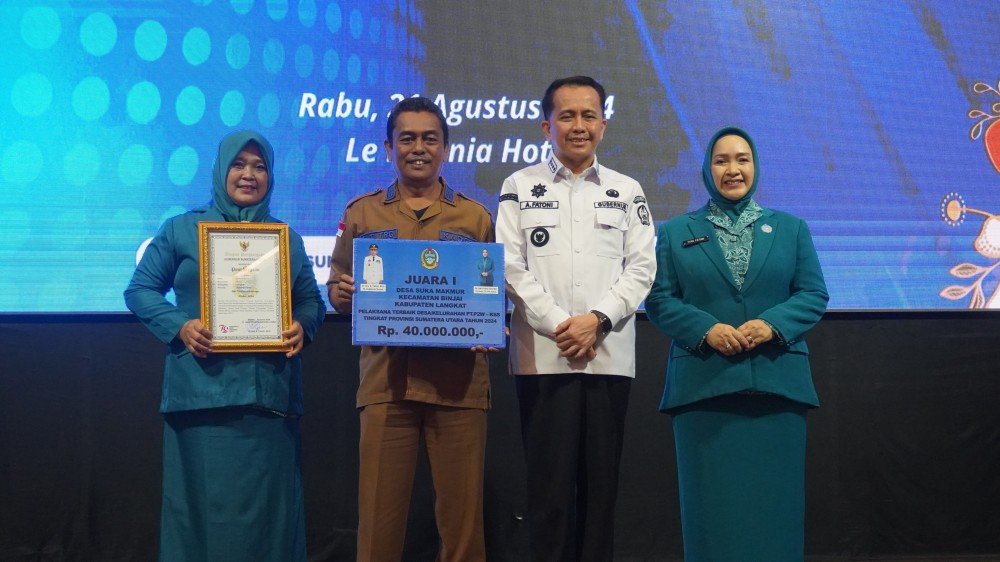 Semangat Kolaborasi Bawa Desa Suka Makmur Raih Juara 1 PTP2WKSS Tingkat Sumut, Ny. Uke Retno Faisal Hasrimy Sangat Salut Dan Bangga